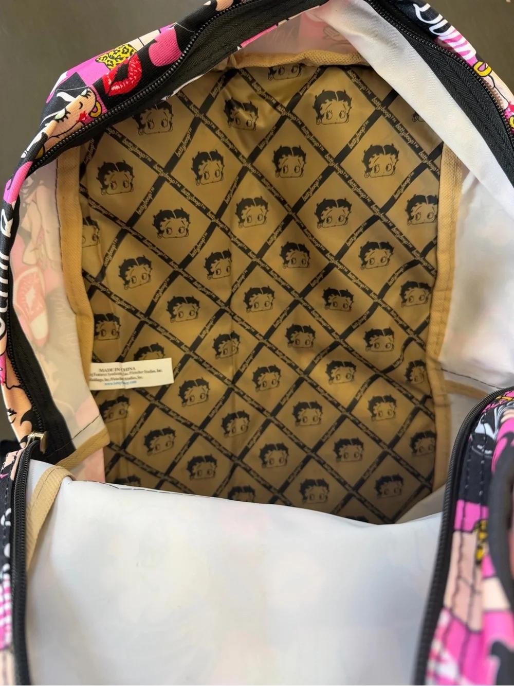 Betty Boop Black & Pink Character Print Backpack